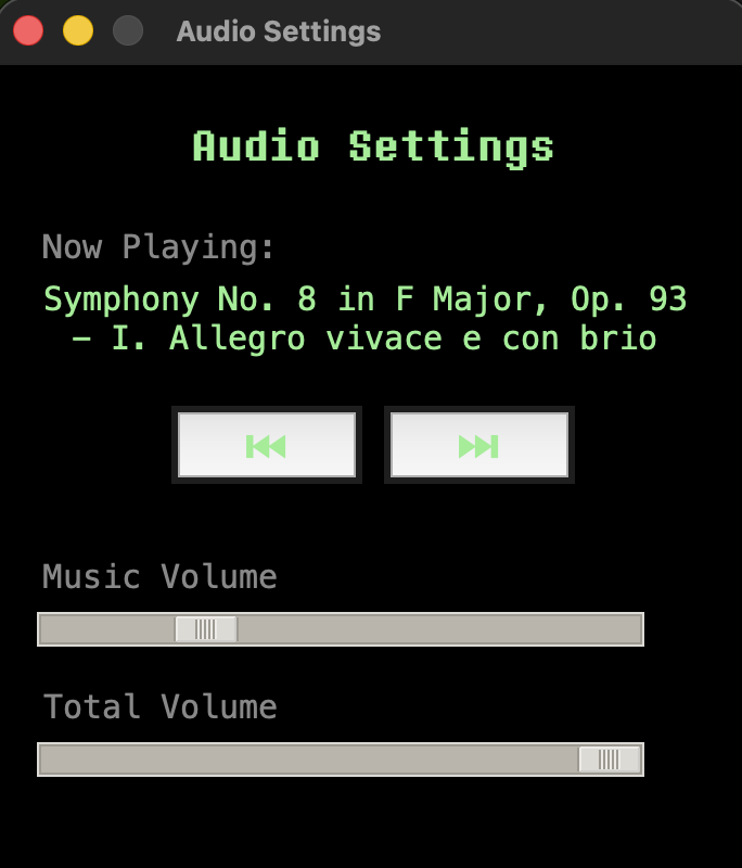 Audio settings